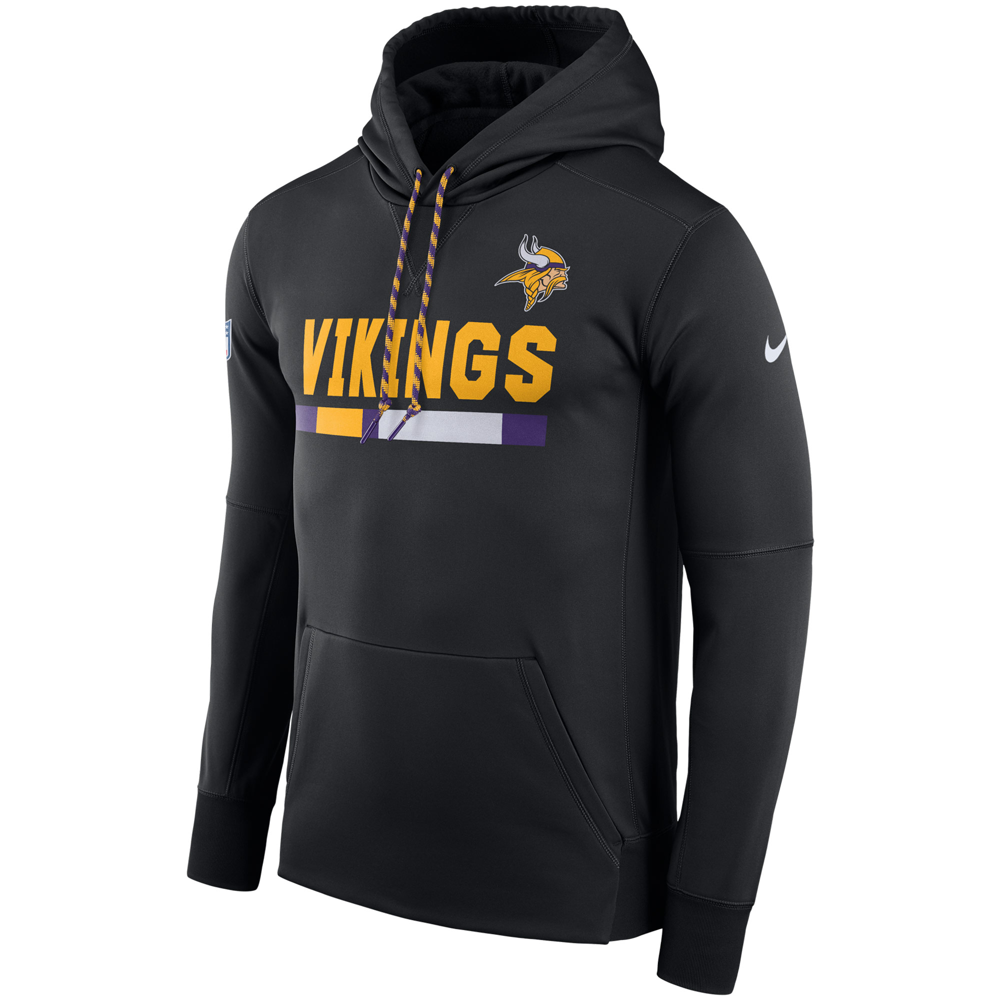 NFL Men Minnesota Vikings Nike Black Sideline ThermaFit Performance PO Hoodie->minnesota vikings->NFL Jersey